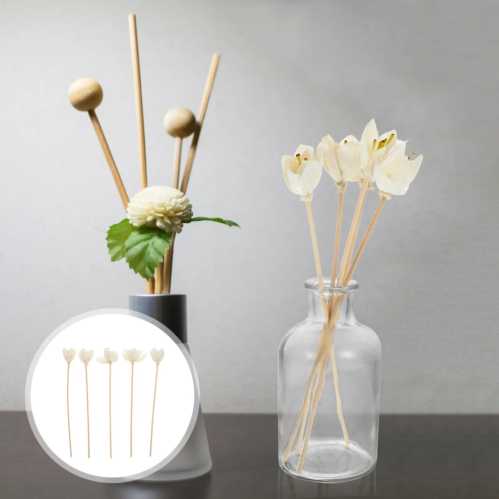 5Pcs Flower Shape Aromatherapy Rattan Sticks Reed Diffuser Tool for Bedroom Bathroom Living Room Office Essential Oil Vine