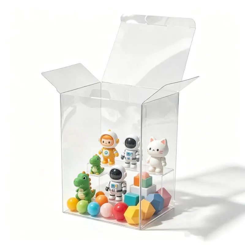 4 Inch Rectangular Clear PVC Packaging Box Dustproof Plastic Storage Case for Figurine Display Small Jewelry Organization