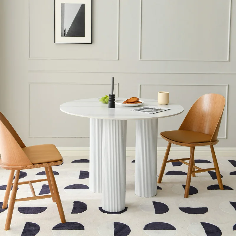 Light luxury dining table modern simple wrought iron rock slab combination modern