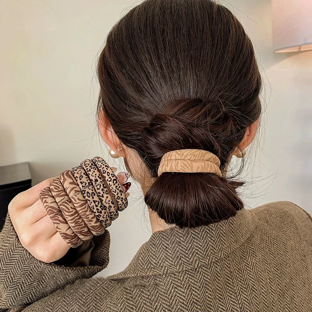 5-100Pcs High Elastic Leopard Print Hair Rope Women Fashion Pony Tails Holders Girls Towel Hair Ties Hairs Accessories Headwear
