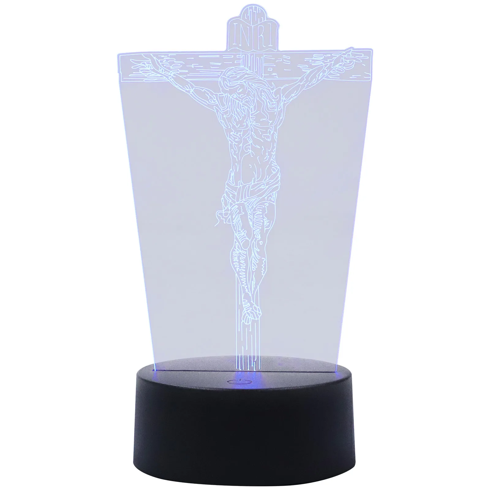 

3D-ночник из акрила с узором в виде креста и Иисуса, USB-питание, теплый светодиодный светильник для декора спальни, дома, церкви, создания атмосферы