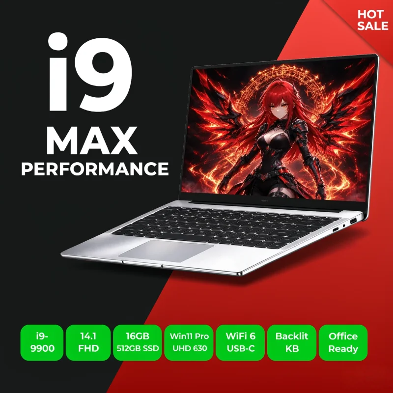 Ultra Slim 14.1 Inch Gaming Notebook PC Intel i9-9900 32GB RAM 2TB SSD FHD 19201080 Windows Laptop For Office Gamer