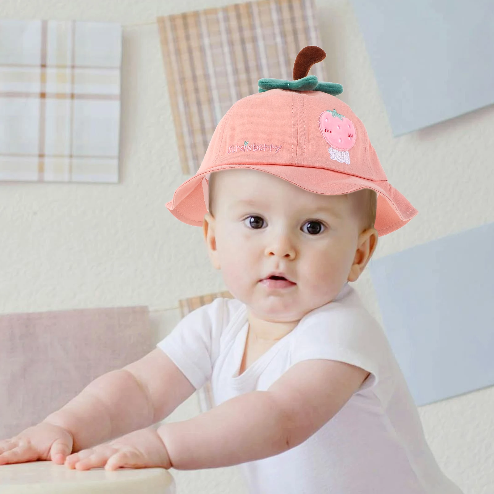 

Toddler Girl Sun Hat Strap Cute Cartoon Summer Bucket Baby Girls Newborn Fisherman Hat Outdoor Protection Baby Hats Girl