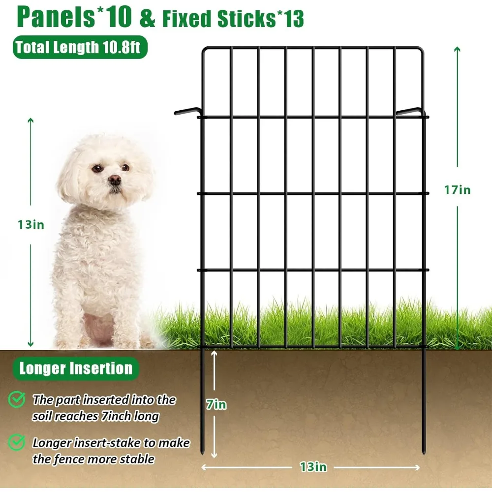 10 Pack Garden Fence Animal Barrier Fencing 1.44 inch Spacing Total 10.8ft (L) x 24in (H) Rustproof Metal Wire Yard Blocker