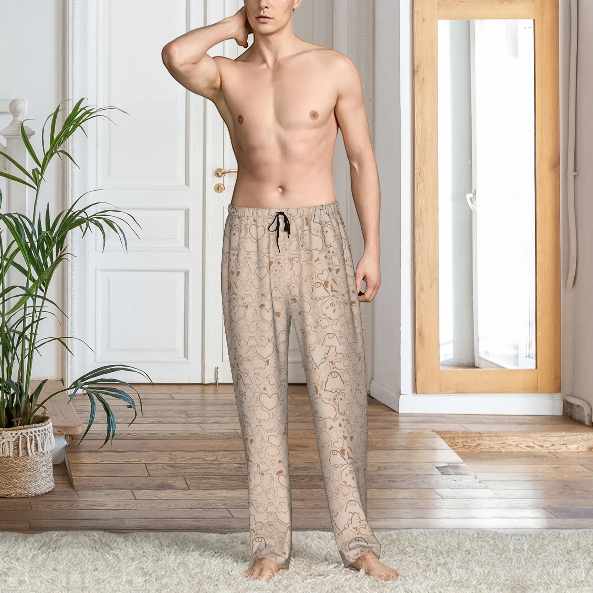 Custom Funny Capybara Pajama Pants for Men  Sleepwear Lounge Sleep Bottoms Stretch with Pockets view 6