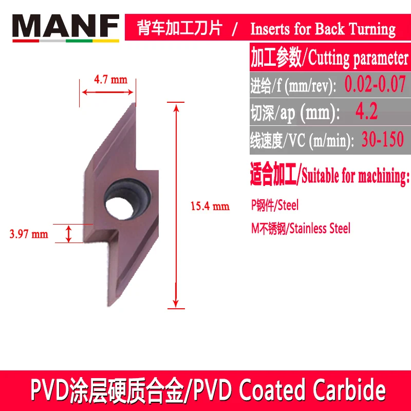 Imagem -06 - Manf Abw15r4005m Rasa de Sulco Inserções de Carboneto Cnc Cortador Torno Ferramentas de Corte Inserções para Volta Girando Aço Inoxidável