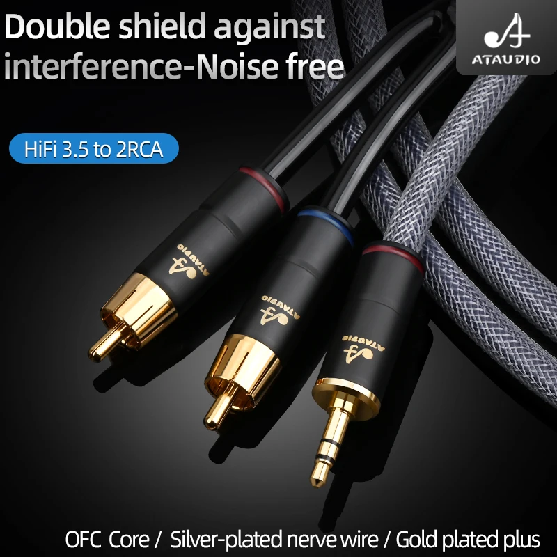 HIFI 3.5mm to 2 RCA Stereo Audio Cable OFC RCA Audio-cable 3.5 Y Splitter for Amplifier Mixer