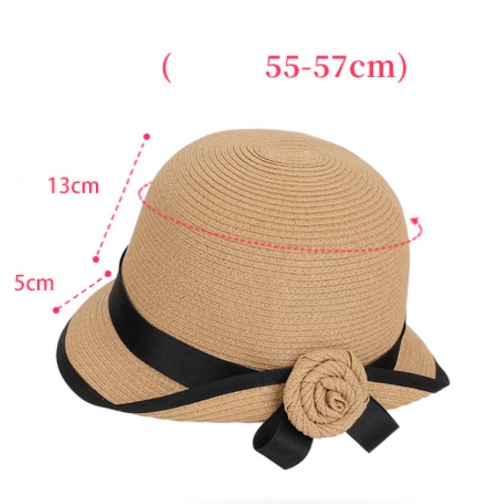 HT5078 2026 Neuer Hochwertiger Strohhut für Damen, Eleganter Atmungsaktiver Sommerhut mit Rollkrempe, Stilvoller Reise- und Strandhut für Frauen – Detail 1