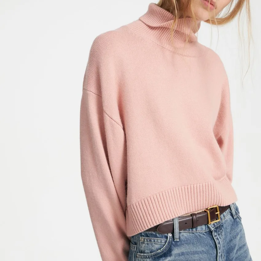 

New Style Knitted Women's Clothing Autumn and Winter Women's Style Loose Turtleneck Sweater Short Length