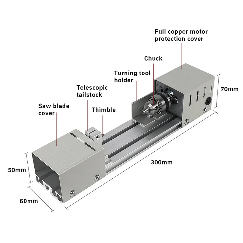 Imagem -02 - Mini Máquina de Torno para Contas de Madeira Ferramenta Miniatura para Polimento e Esmerilhamento Dc1224v 96w