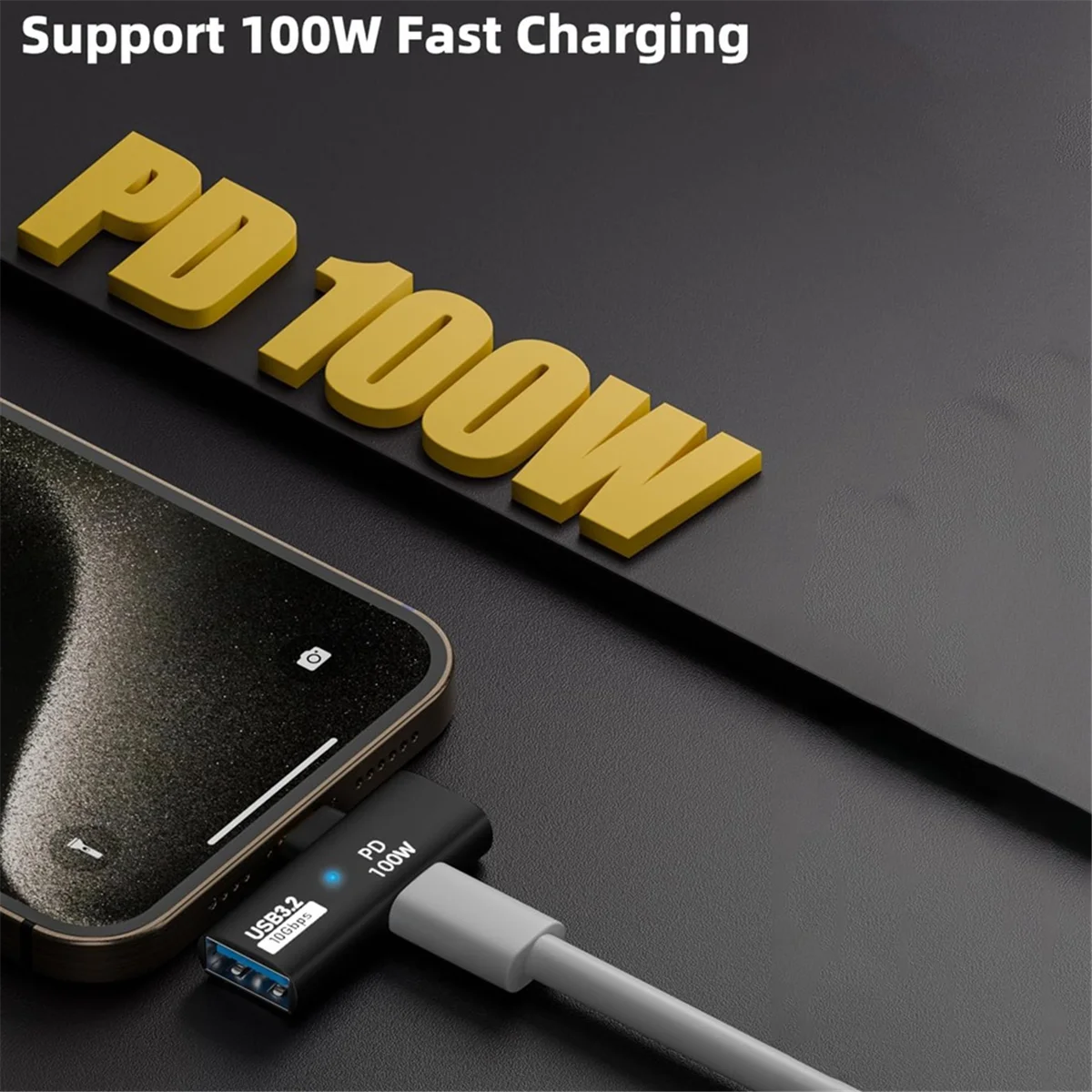 2-In-1 USB C to USB 3.2 Adapter with 100W Charging Port, Thunderbolt 4/3 OTG Converter for Rog Ally,for Steam Deck,Black image 4