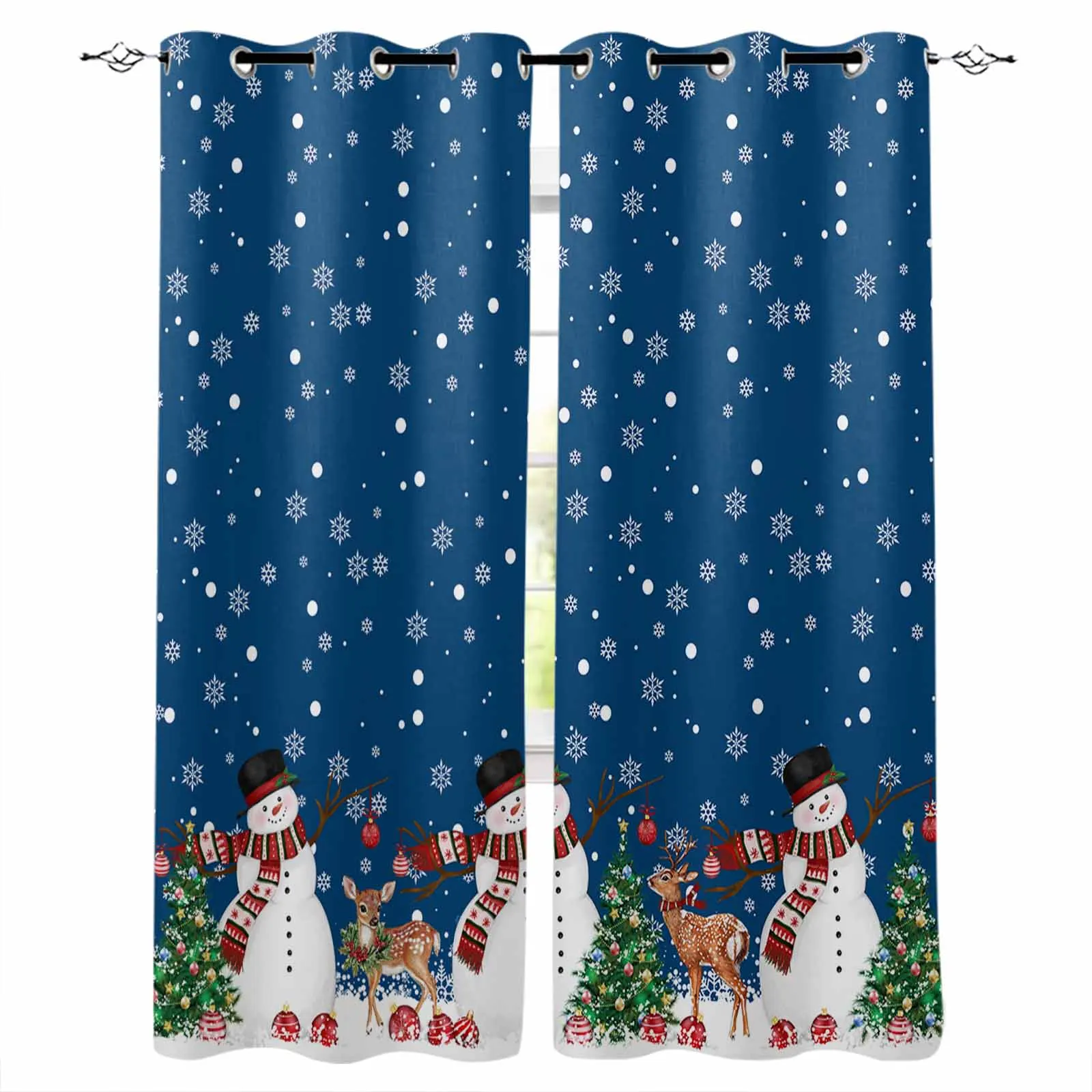 Christmas And Winter Deer Curtains For Living Room Kids Bedroom Window Curtain Hall Drape Long Cortinas