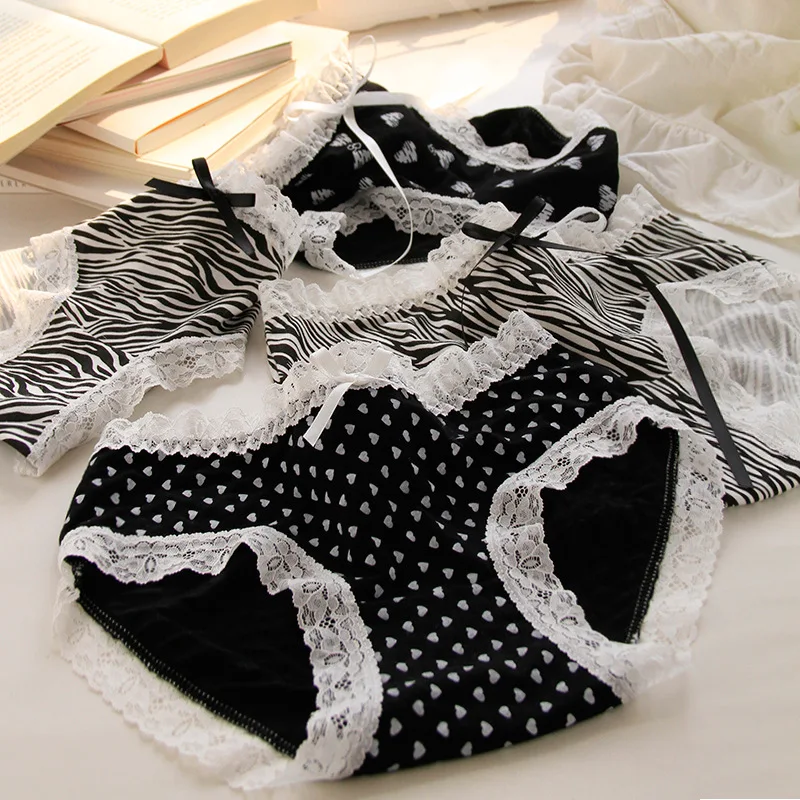 Women\'s Cotton Underwear Sexy Lace Panties Fashion Leopard Print Traceless Briefs Waist Comfort Underpants Female Lingerie