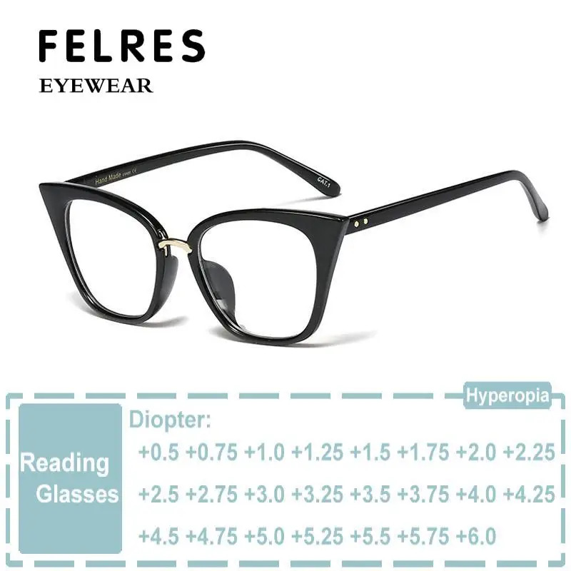 Fashion Leopard Computer Glasses Reading Cat Eye Blue Light Blocking Farsightedness Corrective Glasses Presbyopia Eyeglasses