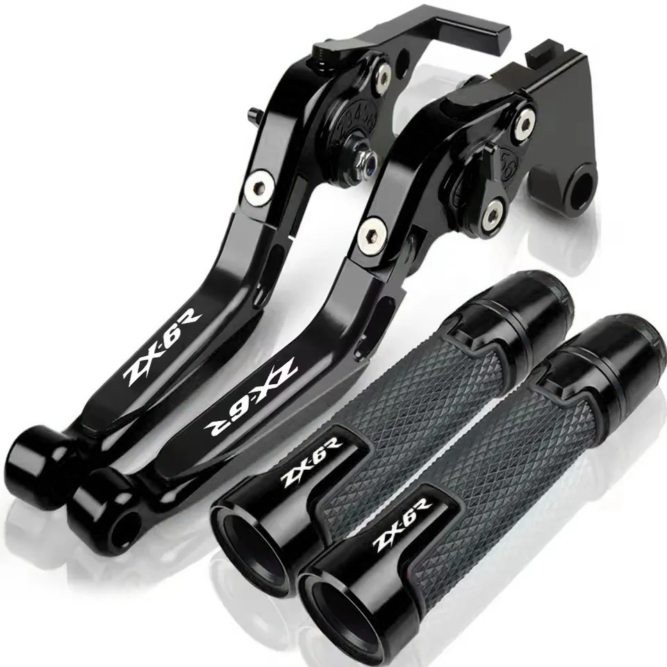 Motorcycle Adjustable Folding Brake Clutch Levers Handlebar Hand Grips For Kawasaki ZX6R ZX-6R ZX 6R 1995 - 1999 1998 1997 1996