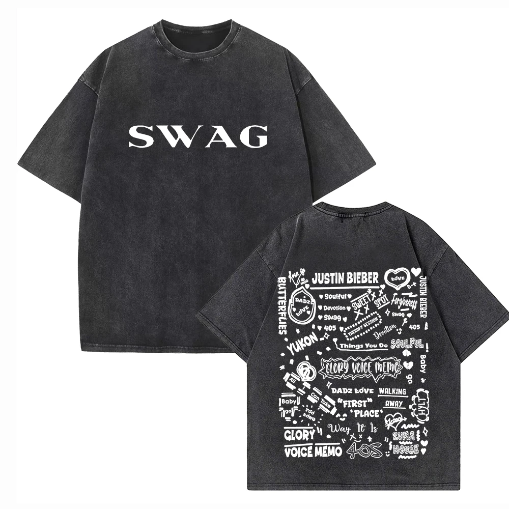 

Джастин Бибер SWAG, альбом 2025, хлопковые рубашки, подарок фанатам, хлопковые футболки с круглым вырезом для мужчин и женщин
