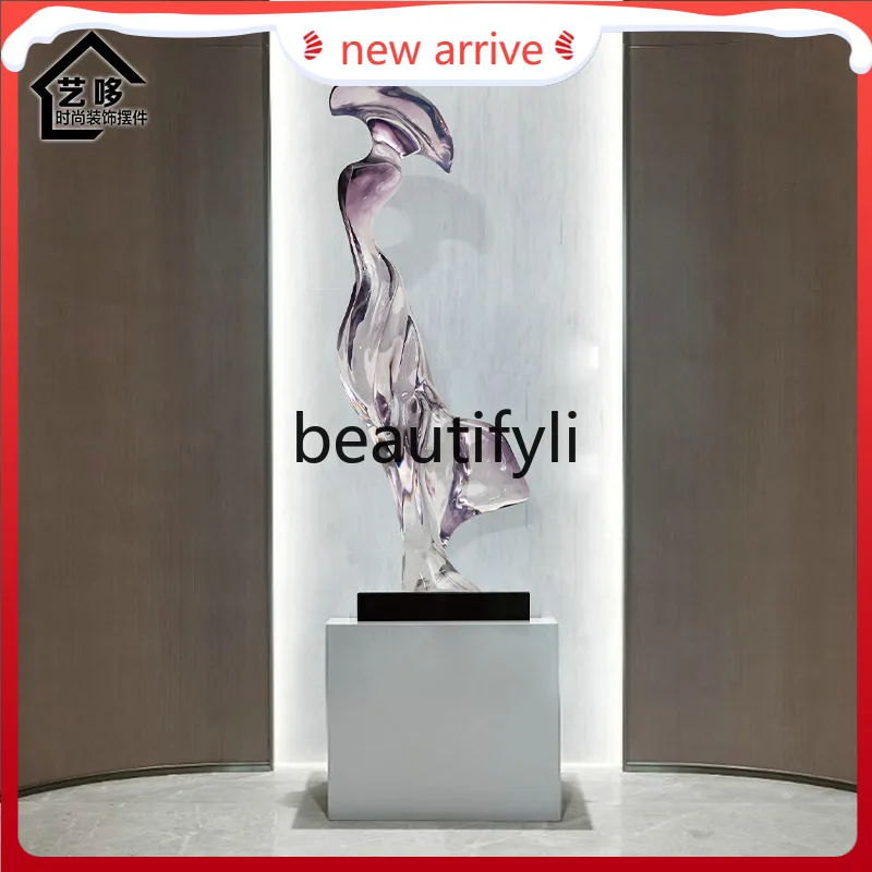 

F132 Light Luxury Living Room Entrance Art Decoration Transparent Resin Sculpture Ornament Hotel Abstract Floor Display