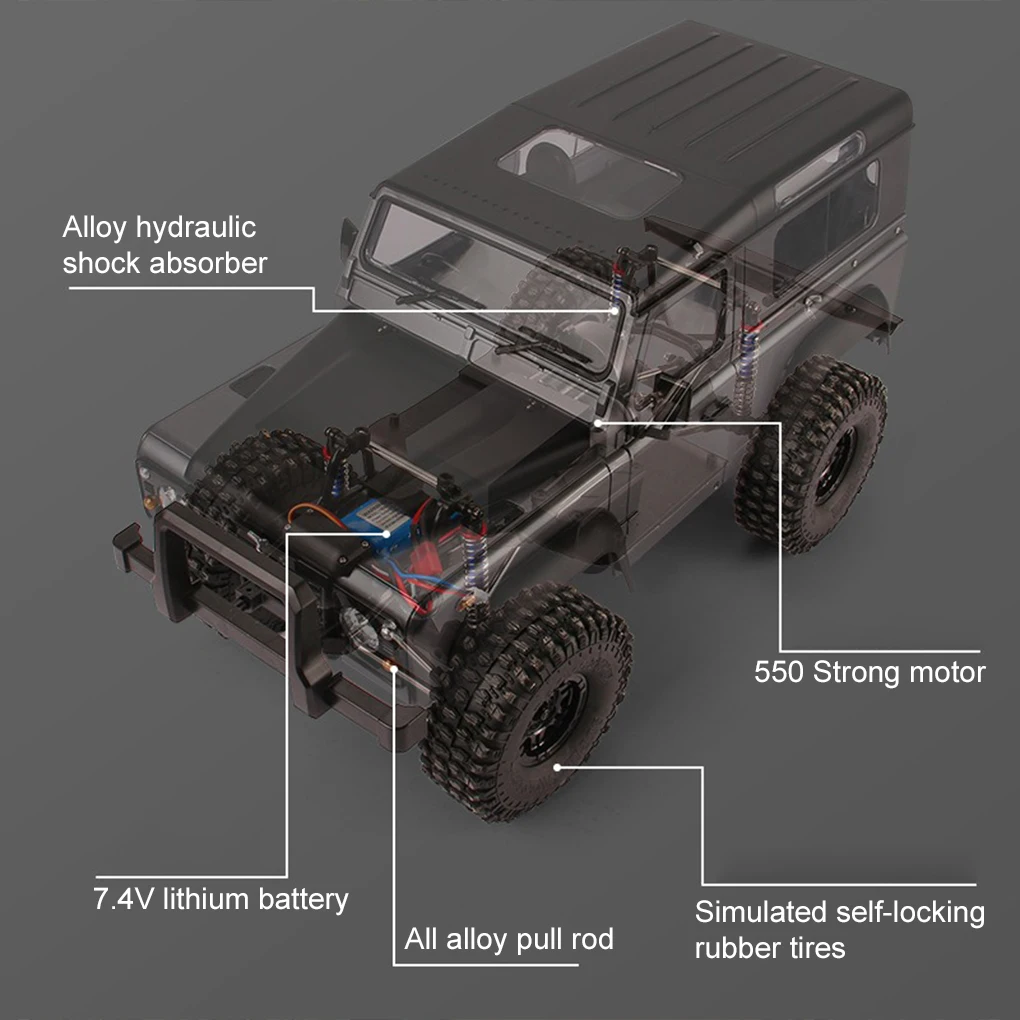 MN-999 1/10 coche teledirigido 2,4G 4WD vehículo de escalada de alta y baja velocidad RC Rock Crawler Defender camioneta con Control remoto juguete para niños