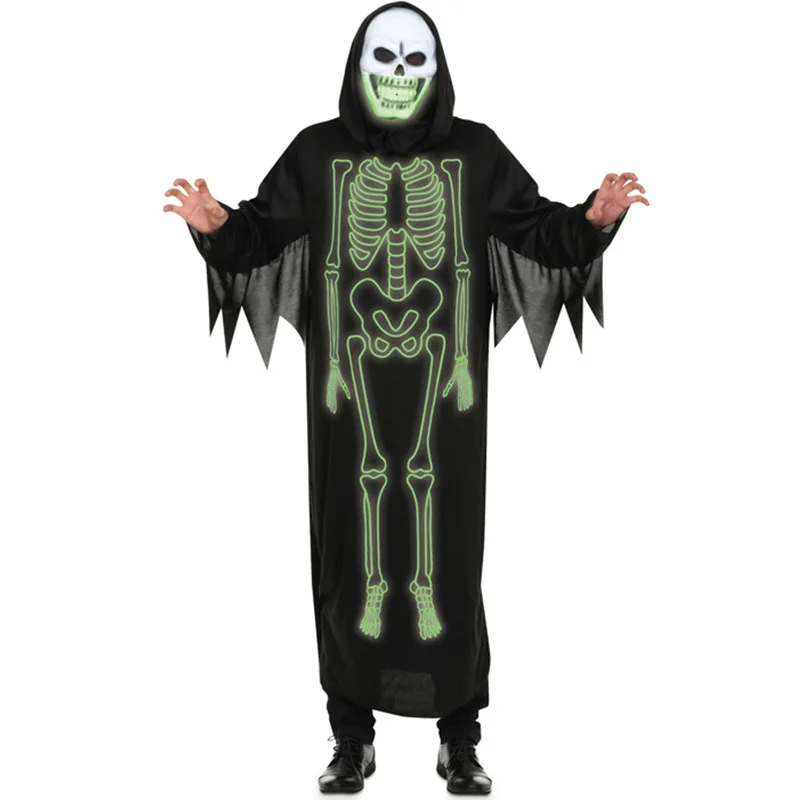 Luminous Skeleton Costume Men's loween Night Ghost Soul Theme Bone Frame Outfit Stage Performance Traditional Chinese Costume