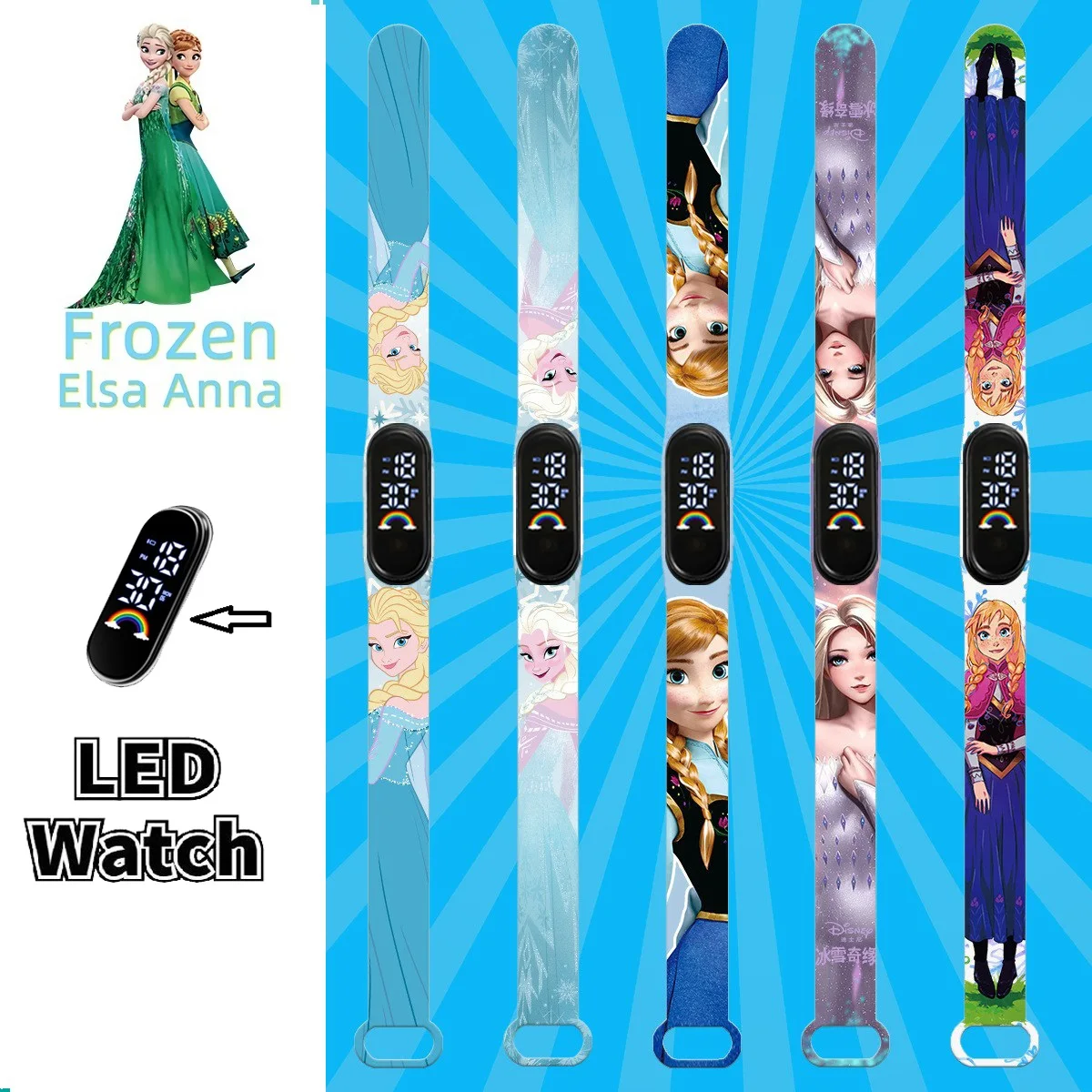 

Disney frozen Kids' Digital Watches Cartoon Action Figure elsa anna LED Touch Waterproof Electronic Kids Watch Christmas Gifts