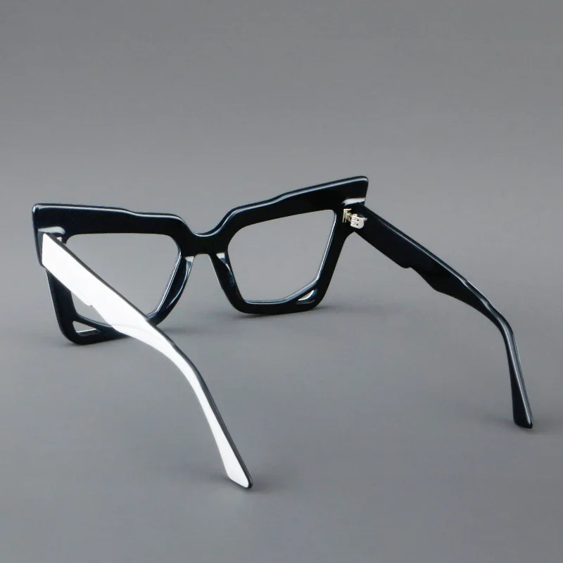 KIZN 고양이 눈 아세테이트 근시 안경 빅 프레임 여성 고품질 레트로 컬러 차단 광학 처방 Customi -0.50 ~ -10