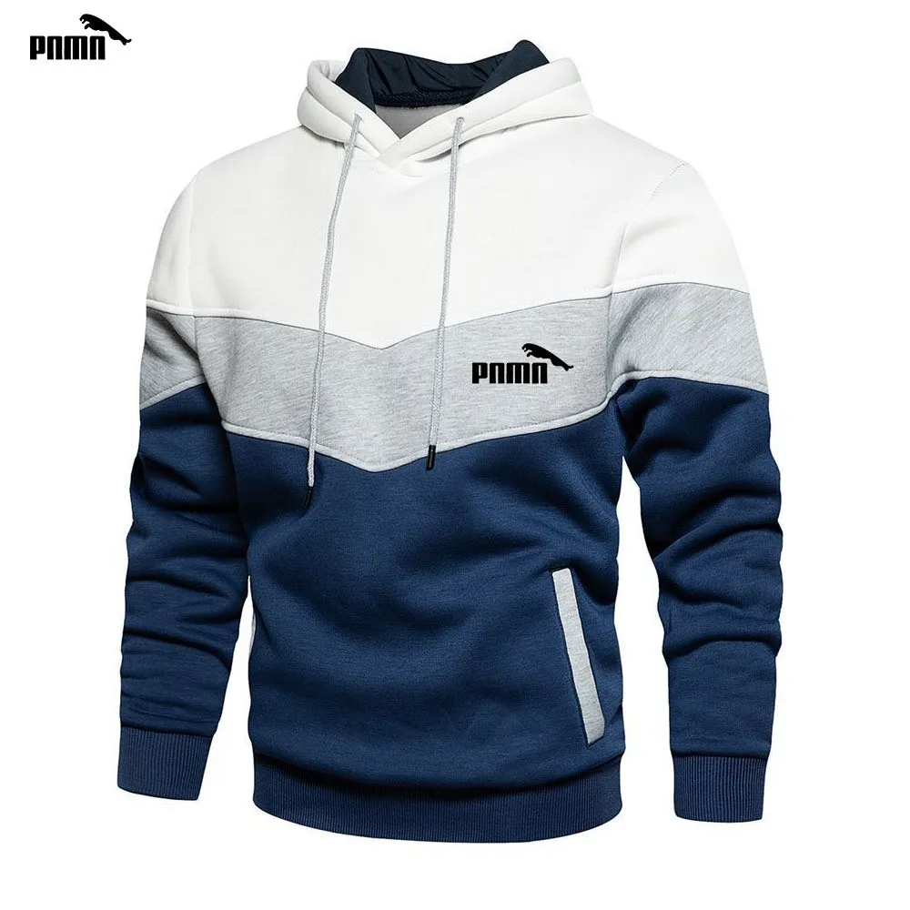 2024 Winter Velvet Warm Fashion Sportswear Casual Jacket Men\'s Three tone Hoodie Sweatshirt