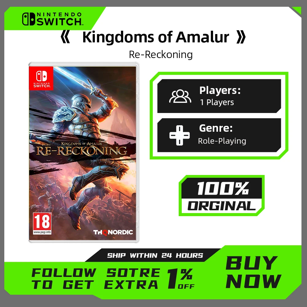 Nintendo Switch Game - Kingdoms of Amalur : Re-Reckoning - Games Cartridge Physical Card Support TV Tabletop Handheld Mode