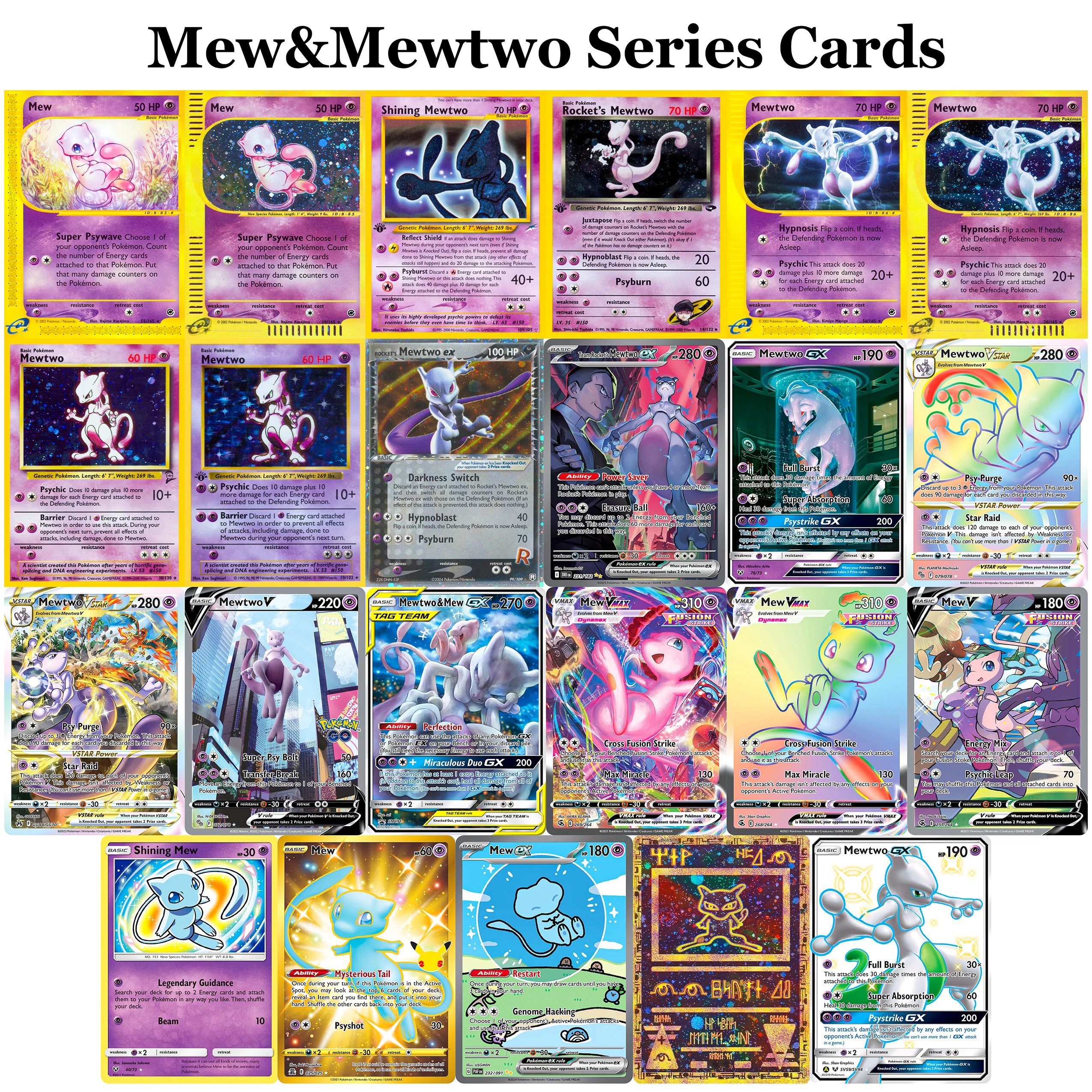 

PROXY 23Pcs PKM Mew&Mewtwo Series Cards Fusion Strike/Pokémon-GO/Destined Rivals/Paldean Fates High-Quality PTCG Rare Cards