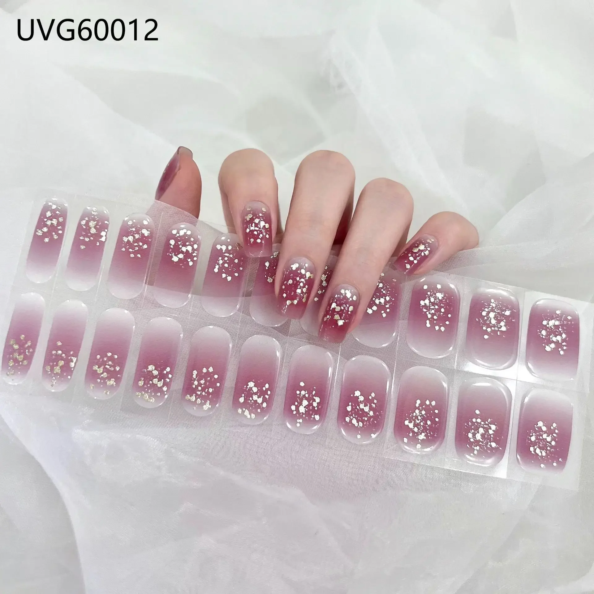 Semi-Uitgeharde Uv-Gel Nagelstickers, Volledige Omslag Ontwerp Diy Manicure Set Nail Art,Premium Gel Nagelstickers Zelfklevende 3d Stickers