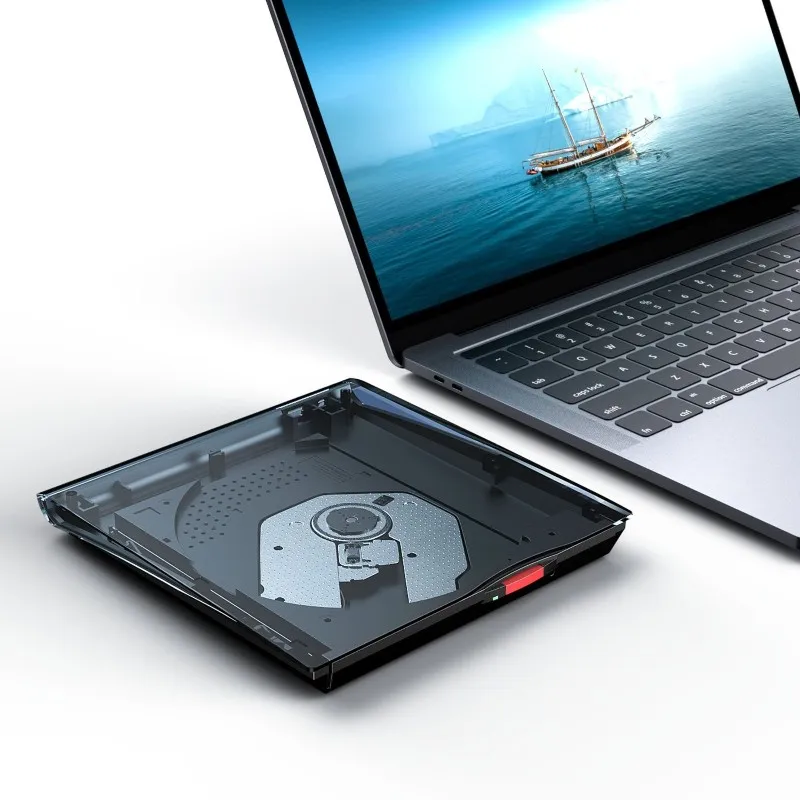 DEEPFOX Portable External USB DVD Burner Drive-Dual Interface CD/DVD Writer For PC
