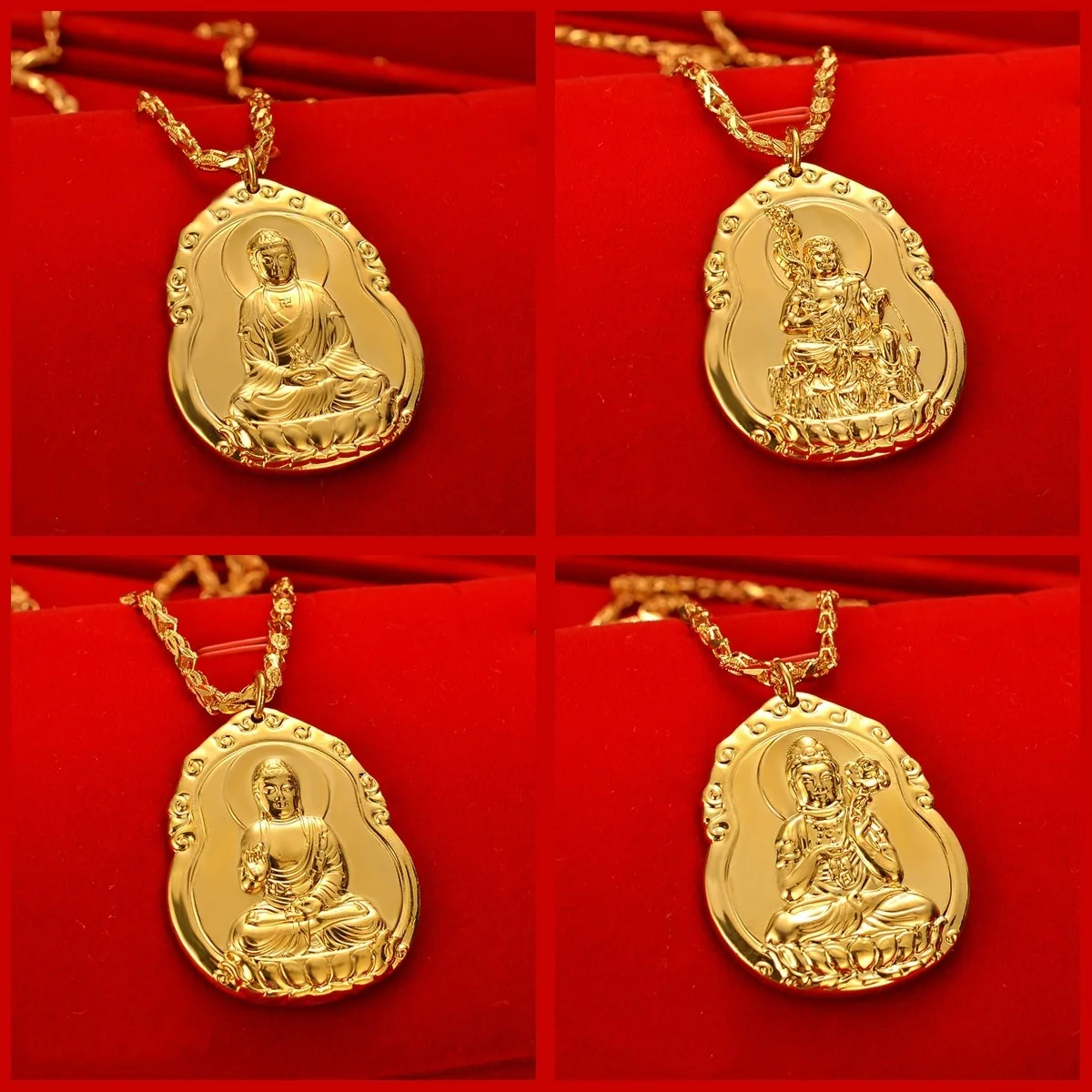 

AU999 Gold Guanyin Buddha Amulet Pendant 24K Pure Gold Mens and Womens Clavicle Chain Gold Store Necklace Gift Jewelry