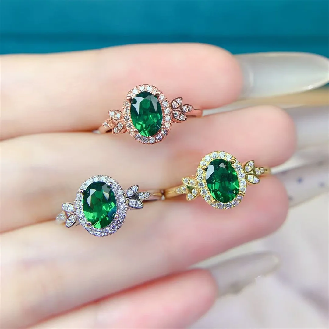 

Opulent Diopside Gemstone Ring Shining S925 Silver Stylish Present Luxury Statement Jewelry Designer Excellence Design