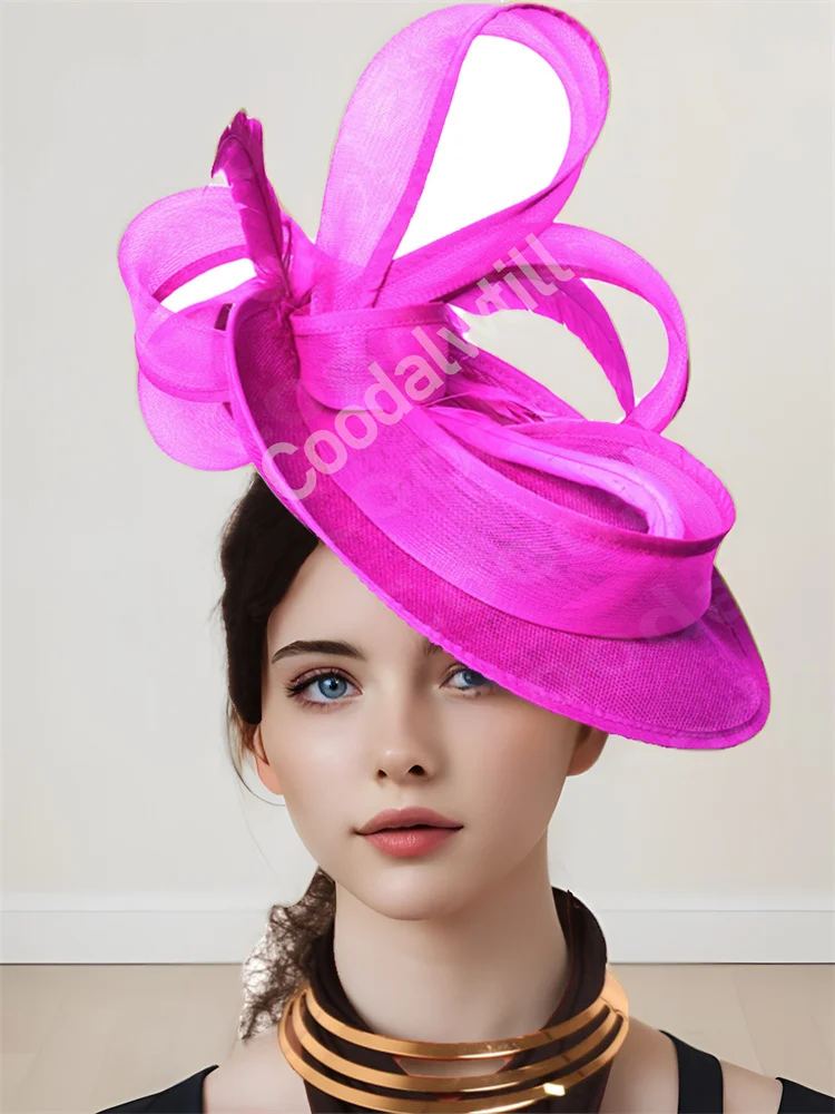 

New Charming Fascinators Feather Wedding Drop Mesh Hat Flower Bride Cocktail Tea Party Headwear Women Hat Headban Hair Accessory