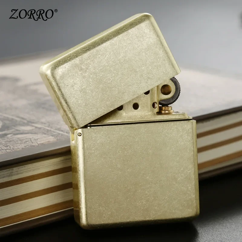 Zorro Brass Grinding Wheel Kerosene Lighter Waterproof Seal Windproof Lighter Pure Copper Retro Men\'s Gift Box