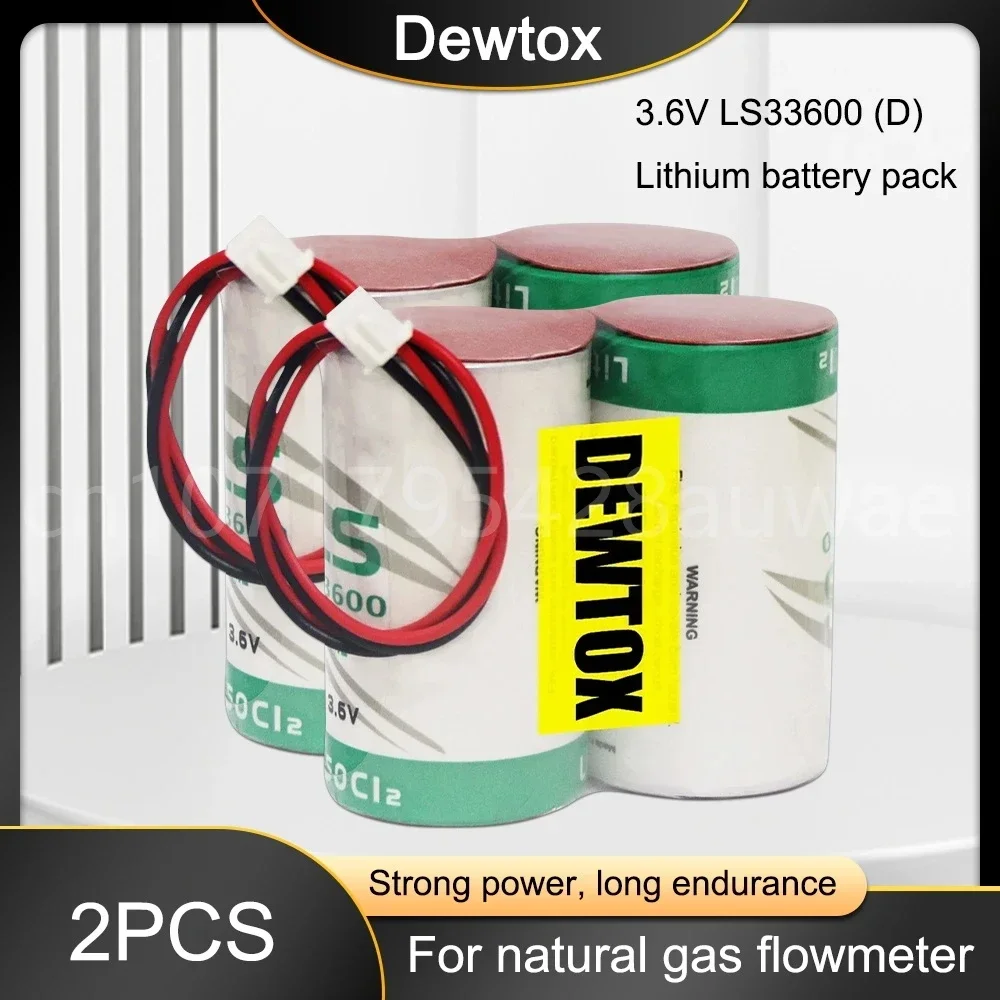 2PCS Original LS33600 LS 33600 ER34615 Size D 3.6V Lithium Battery Combination Natural Gas Flow Meter Batteries with Plug