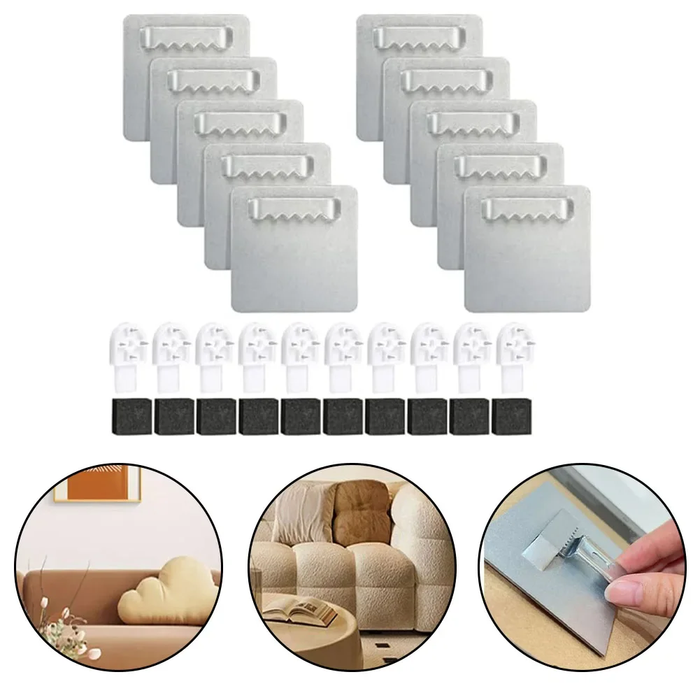 10pcs 40x40mm Photo Frame Hanger Mirror Frame For Oil Painting Hanging Plate Saw Tooth Hooks Art Work Wall Hook