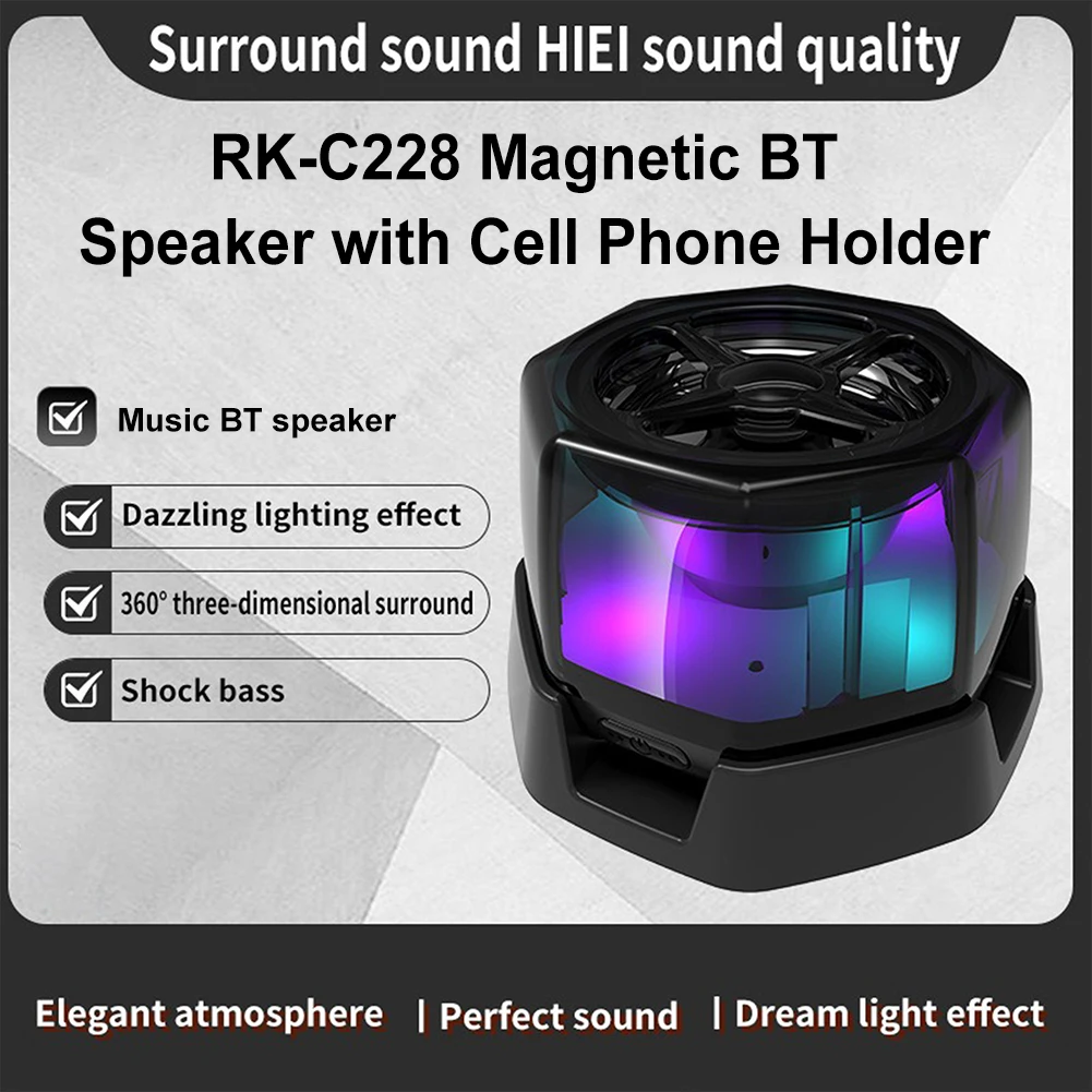 Magnetic Bluetooth-Compatible Speaker RGB Light Bluetooth-Compatible 5.3 Stereo Bass Speaker Portable Speaker for Android iPhone