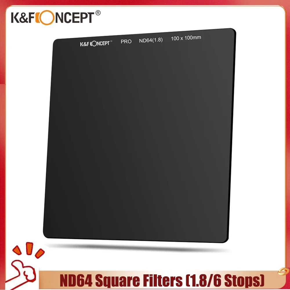 K&F Concept ND64 Square Filters (1.8/6 Stops) Optical Glass Neutral Density ND Filters Ultra Slim HD Nano-Coating Scratch Resist