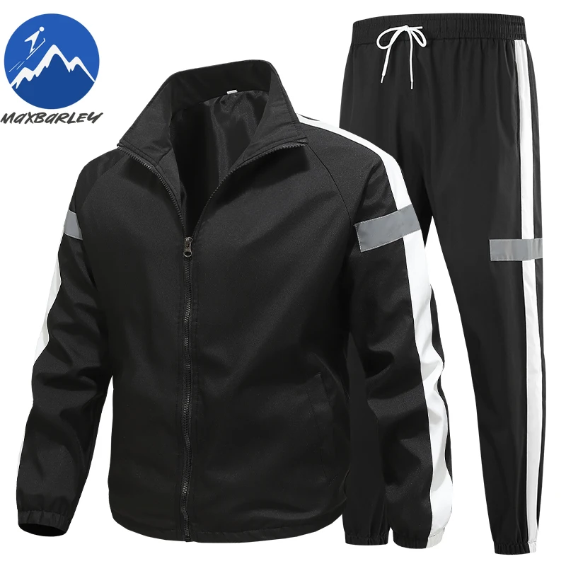 

Maxbarley 2026 Men Tracksuit Sets Spring Training Thin Windproof Jacket + Sports Pants Suit Two Piece Youth Casual Running Set