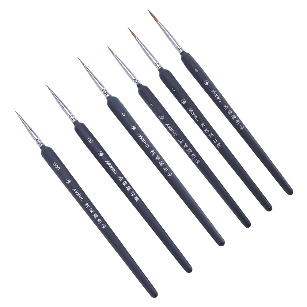 Professional Sable Hair Detail Brush Set- 6 Miniature for Fine Detailing& Painting-, Watercolor, Oil- Miniatures, Models