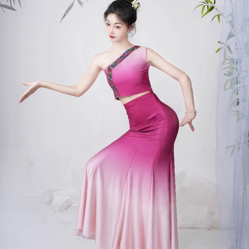 

Peacock Traditional Folk Stage Performance Clothing National Dance Dai Dance Costumes Female Fish Tail Leotard Girl Dancewear