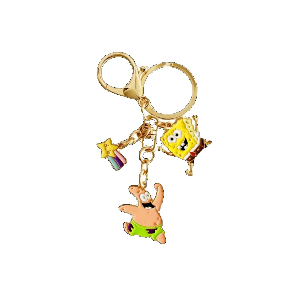 Cartoon Couple SpongeBob Patrick Star Cute Cartoon Bag Pendant Car Keychain Male Female Keychain Ring Lovers Pendant Gift Toys