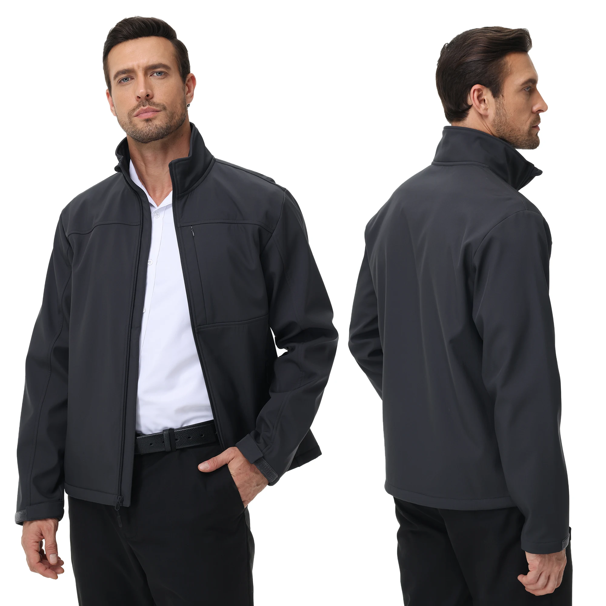 Mens Business Casual Jacket, Windbreaker Waterproof Fashion Coat, Cargo Jacket for Daily Outdoor Travel Autumn Winter