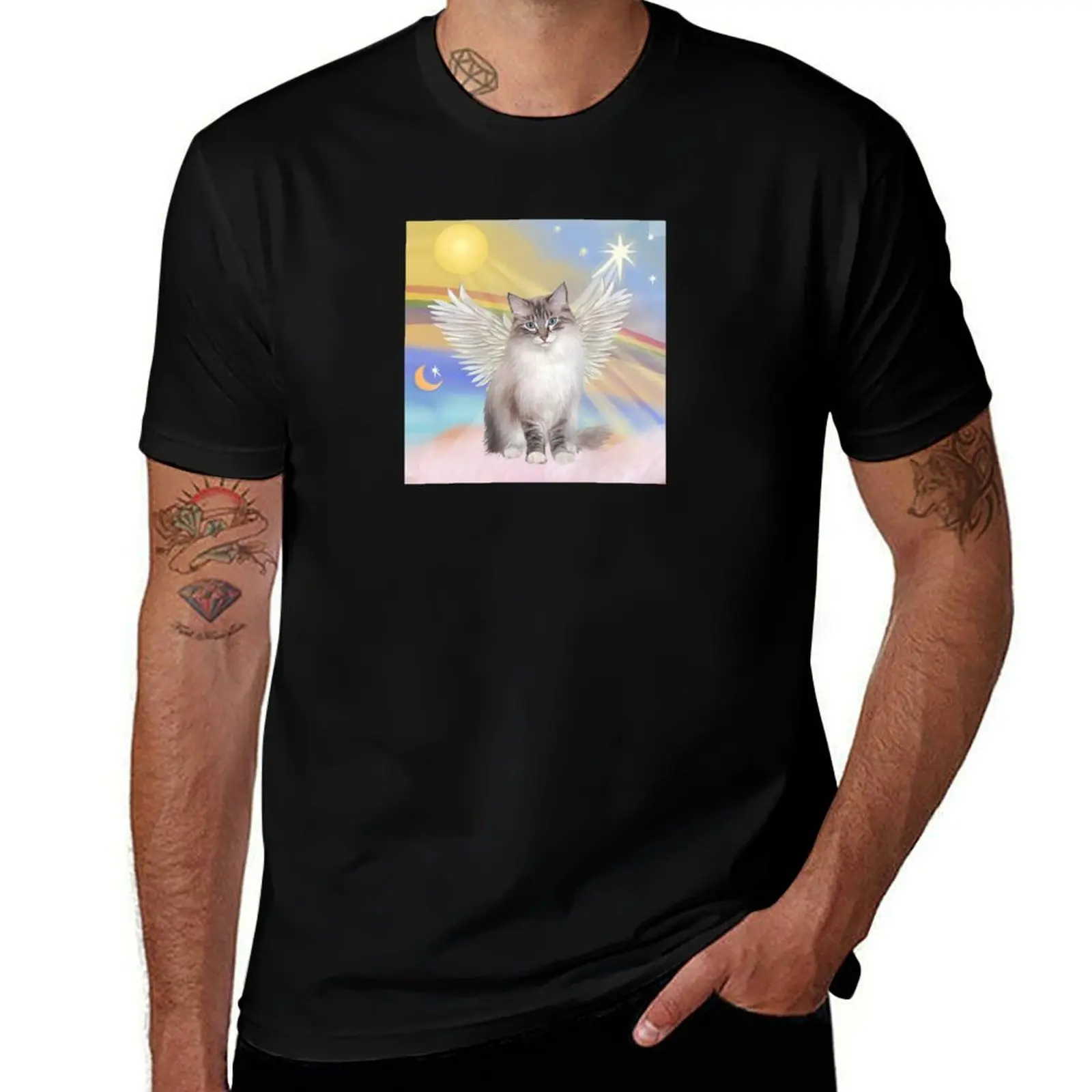 Heavens Clouds - Camiseta con estampado de gato Ragdoll (Lynx Colorpoint Mitted), camiseta de manga corta para entrenamiento de talla grande