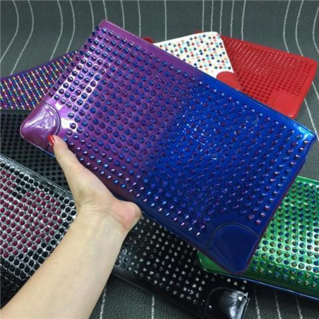 Estate Cl borsa da uomo in vera pelle rivettata borse di lusso di alta qualità colorata rivettata borsa per Computer pochette