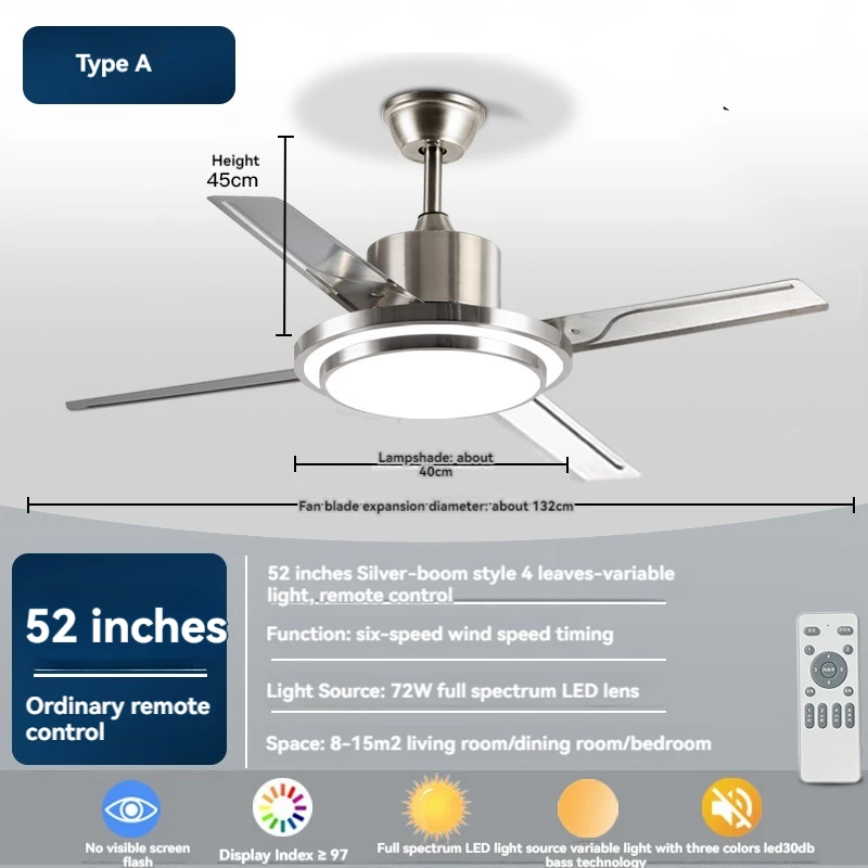 Ceiling Fan Lamp Dining Room Living Room Bedroom Household Ceiling Light Fan Chandelier One