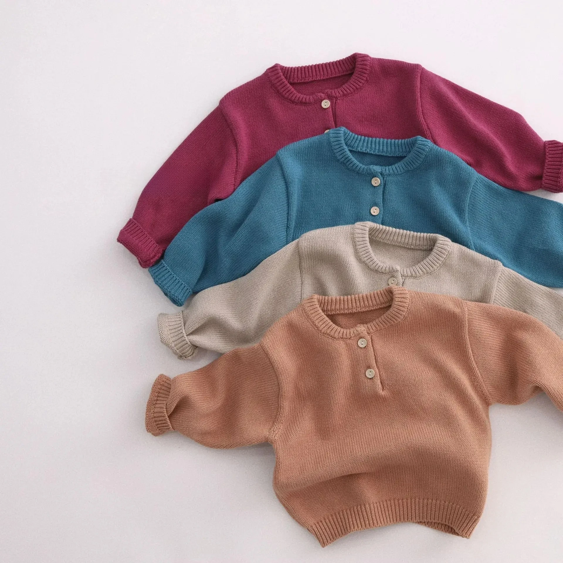 2026 Autumn New Children Long Sleeve Casual Sweater For Boys Girls Solid Sweater Kids Knit Pullover Baby Cotton Knitted Tops
