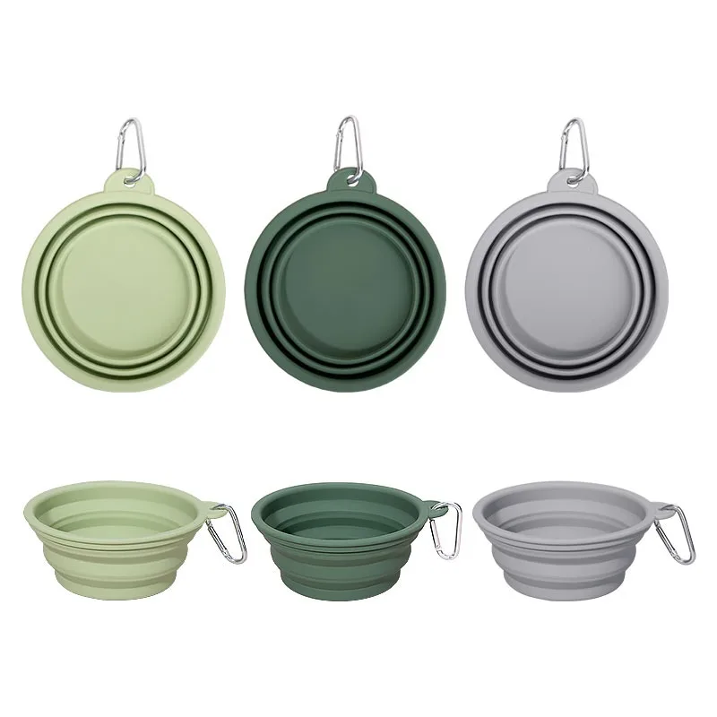 Custom logo outdoor foldable spill-proof silicone pet cat bowl
