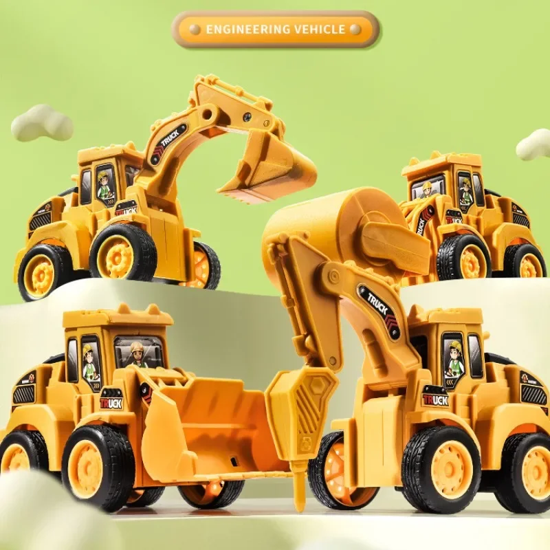 1Pcs Engineering Vehicle Toys for Kids DIY Construction Excavator Tractor Bulldozer Models Car Boys Toys for Children Xmas Gift