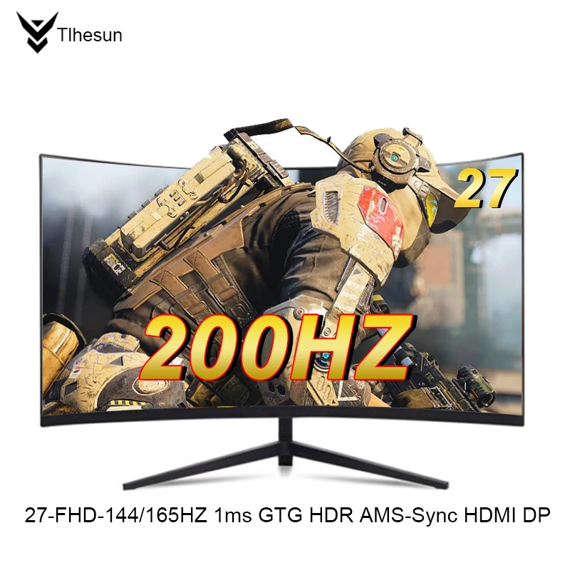 Monitor 27 Inch-144Hz/200Hz Curved screen Computer gaming Response speed 1-2 ms HDMI/DP-1920 * 1080 165HZ